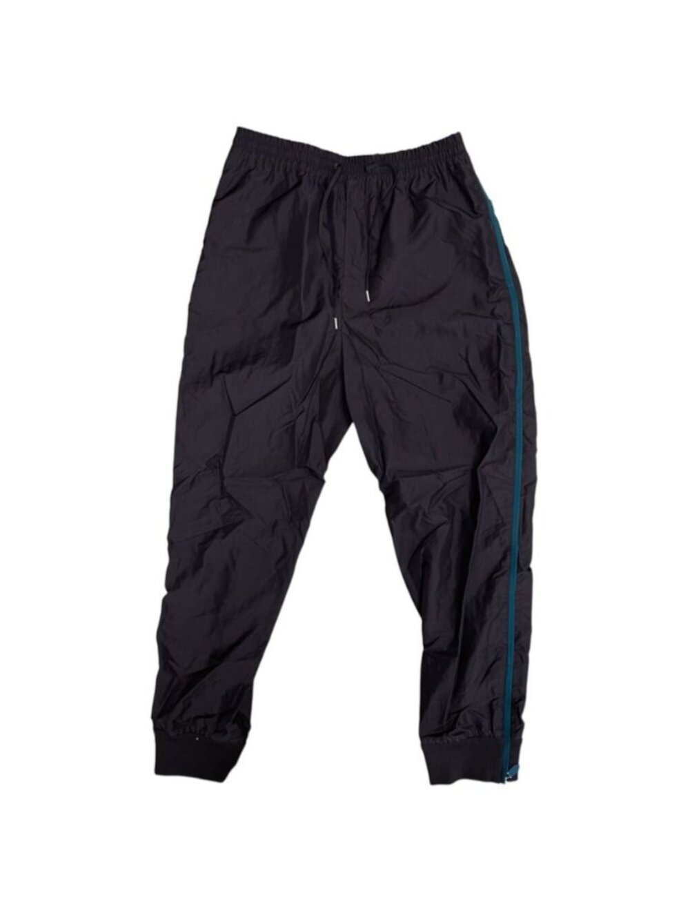 Hermes Track Pants Jogger Side Line Hem Zip Cotton Polyester Black Casual